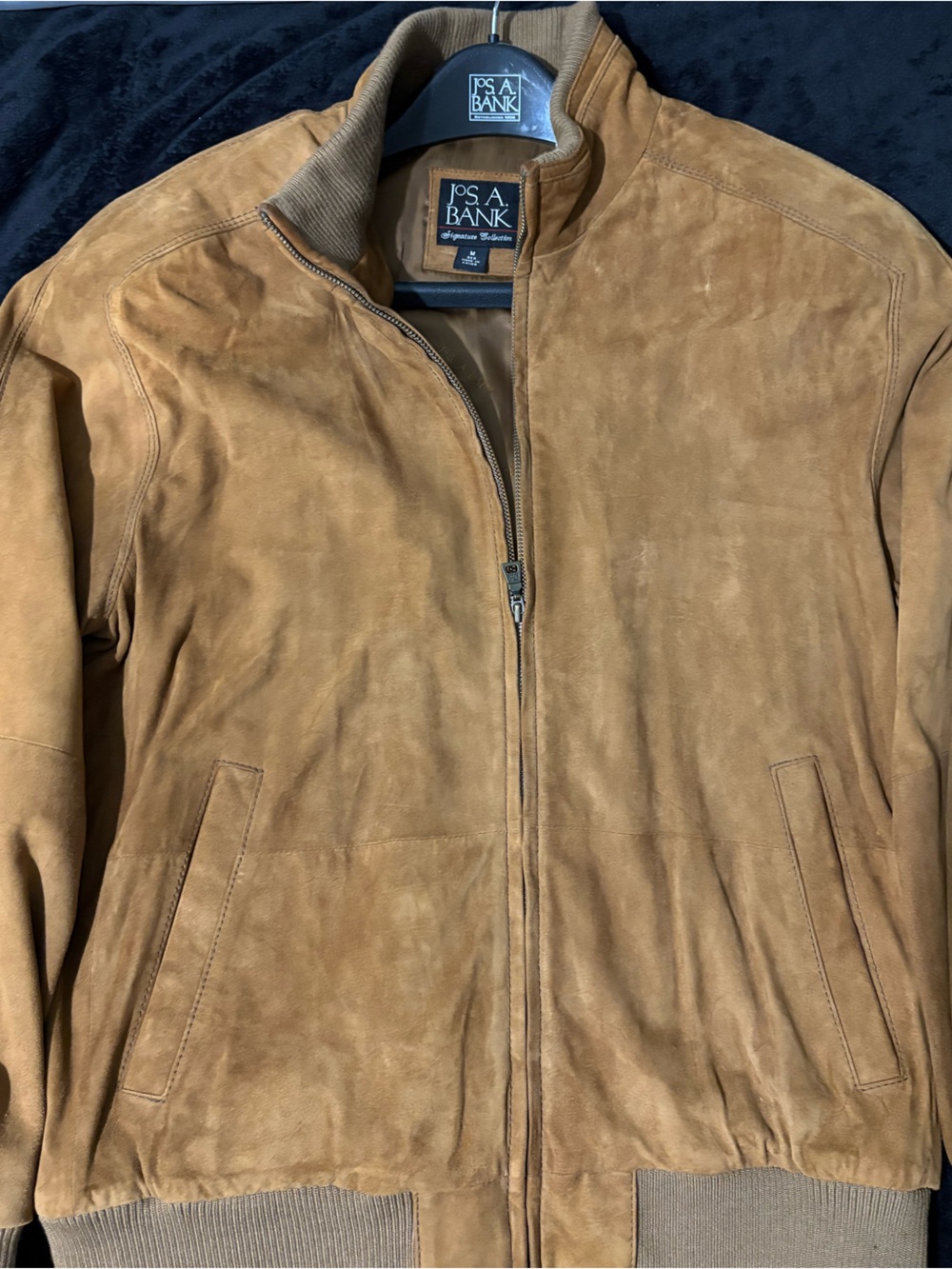 Jos. A. Bank Suede Bomber Jacket in Chestnut